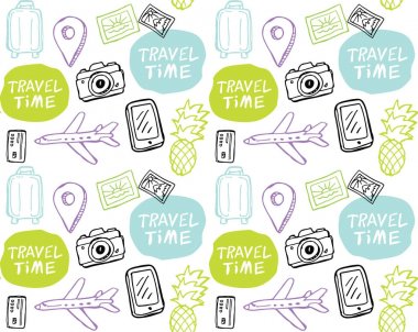 Elle çizilmiş doodle seyahat illüstrasyon