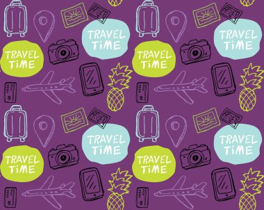 Elle çizilmiş doodle seyahat illüstrasyon