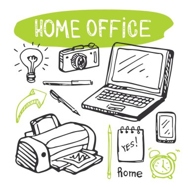 Beyin fırtınası kavramı. İş ve fikir düz tasarımı. Elle çizilmiş doodle ev ofis