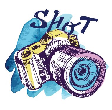 El çizilmiş doodle retro kamera. İyi bir çekim!