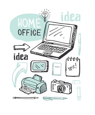 Beyin fırtınası kavramı. İş ve fikir düz tasarımı. Elle çizilmiş doodle ev ofis