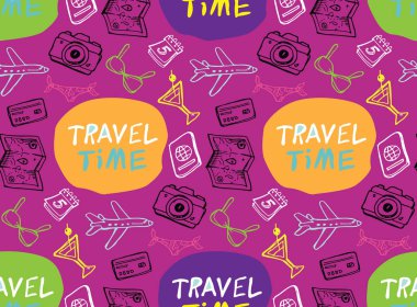 Elle çizilmiş doodle seyahat illüstrasyon