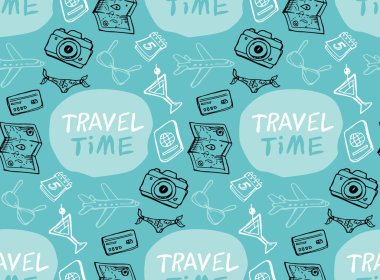 Elle çizilmiş doodle seyahat illüstrasyon