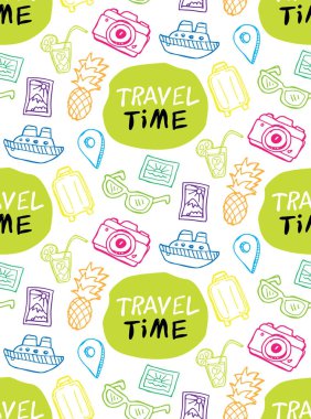 Elle çizilmiş doodle seyahat illüstrasyon