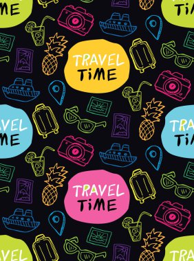 Elle çizilmiş doodle seyahat illüstrasyon