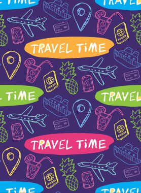 Elle çizilmiş doodle seyahat illüstrasyon