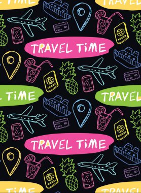 Elle çizilmiş doodle seyahat illüstrasyon