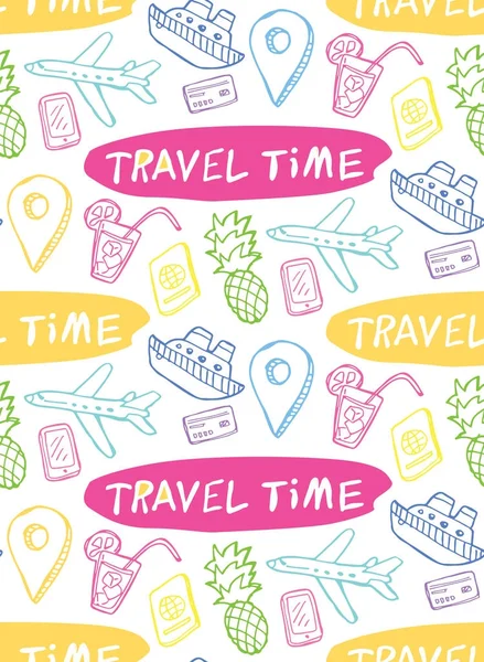 Elle çizilmiş doodle seyahat illüstrasyon