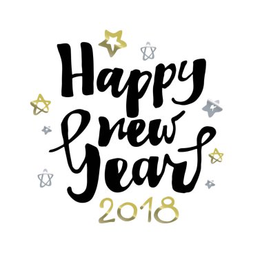 Mutlu yeni 2018 yıl çizilmiş doodle yazı - el!