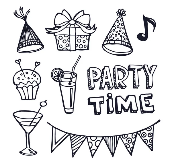 Hand drawn doodle party time — Stock Vector