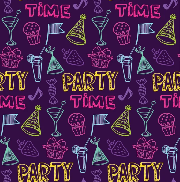 Hand drawn doodle party time set — Stock Vector