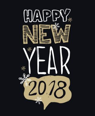 Mutlu yeni 2018 yıl çizilmiş doodle yazı - el!