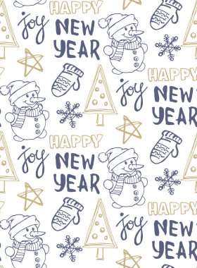 Elle çizilmiş doodle desen - 2018 yeni yılınız kutlu olsun!