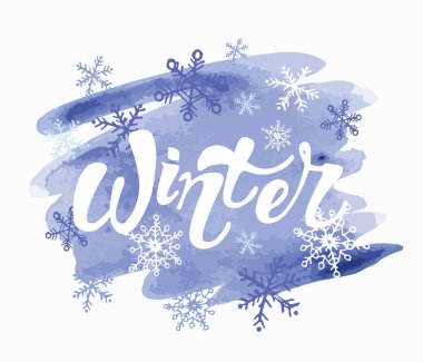 Dört mevsim tipografik afiş. Kış poster. Vektör çizim Eps 10