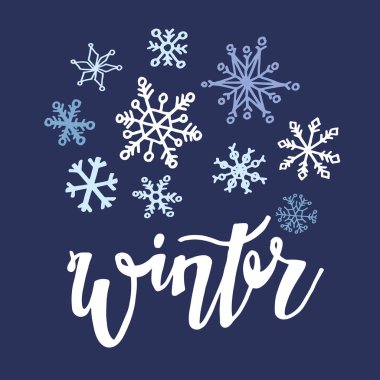 El dran doodle kar tanesi. Kış kar tanesi. Kış desen