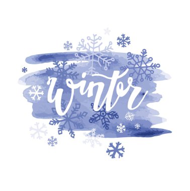 Dört mevsim tipografik afiş. Kış poster. Vektör çizim Eps 10