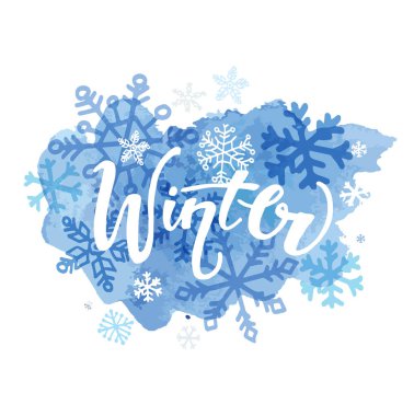 Dört mevsim tipografik afiş. Kış poster. Vektör çizim Eps 10