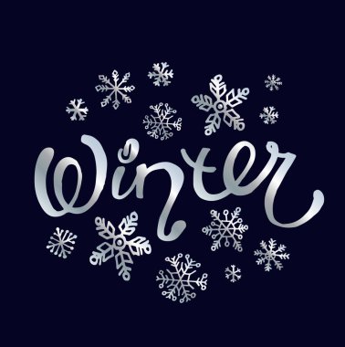 Dört mevsim tipografik afiş. Kış poster. Vektör çizim Eps 10