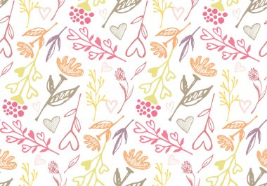 Elle çizilmiş doodle çiçek desenli