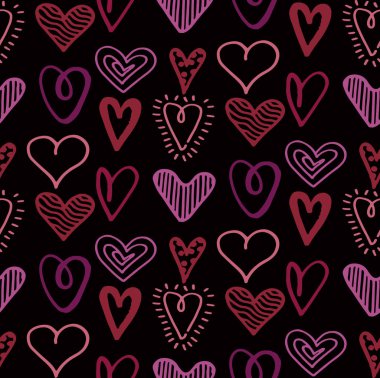 Mutlu Sevgililer günü / seni seviyorum. Elle çizilmiş doodle afiş