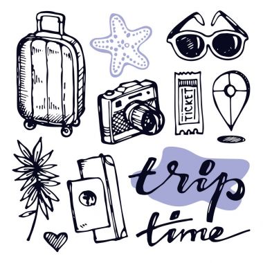 Elle çizilmiş doodle seyahat illüstrasyon