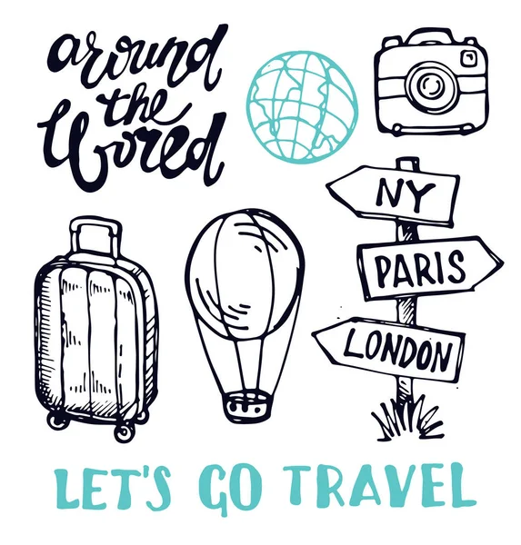 Handritad Doodle Travel Illustration — Stock vektor