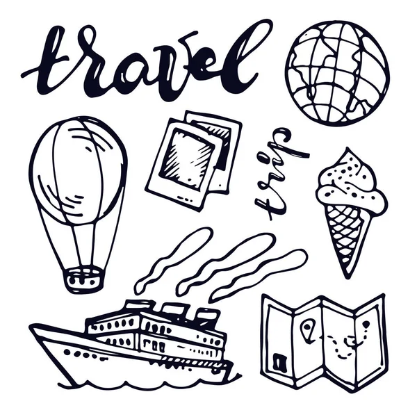 Handritad Doodle Travel Illustration — Stock vektor