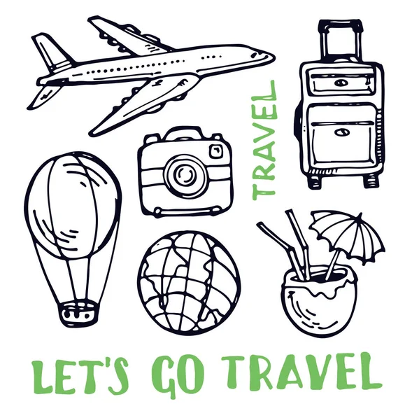 Hand Drawn Doodle Travel Illustration — Stock Vector