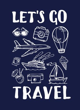 Elle çizilmiş doodle yazı poster - Seyahat hayat