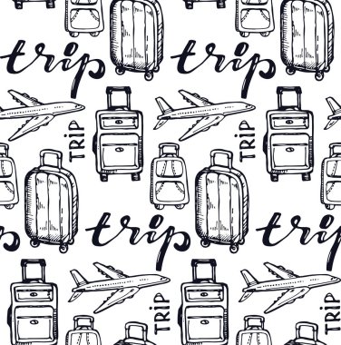 El çizimi seyahat seti. Seyahat deseni