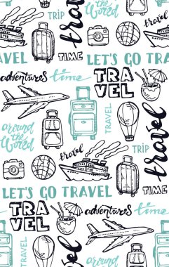 El çizimi seyahat seti. Seyahat deseni