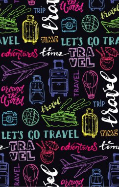 El çizimi seyahat seti. Seyahat deseni