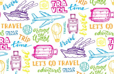 El çizimi seyahat seti. Seyahat deseni