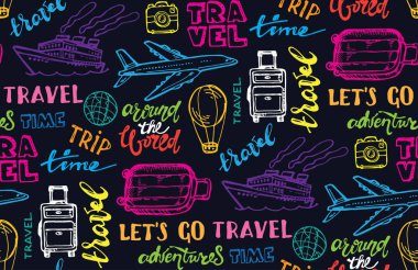 El çizimi seyahat seti. Seyahat deseni