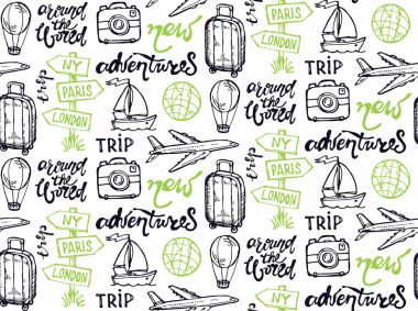 El çizimi seyahat seti. Seyahat deseni