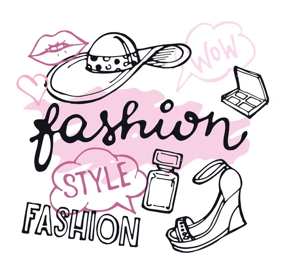 Handritad Doodle Fashion Som — Stock vektor