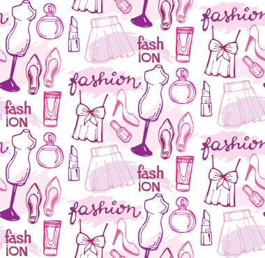 Elle çizilmiş doodle moda deseni