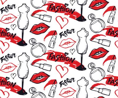 Elle çizilmiş doodle moda deseni