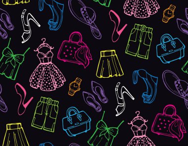 Elle çizilmiş doodle moda deseni