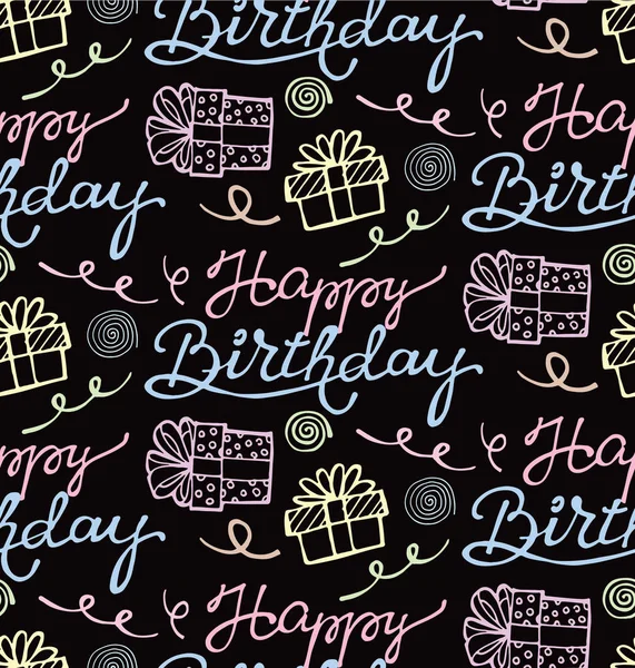 Χέρι Συρμένο Doodle Μοτίβο Χαρούμενα Γενέθλια — Διανυσματικό Αρχείο