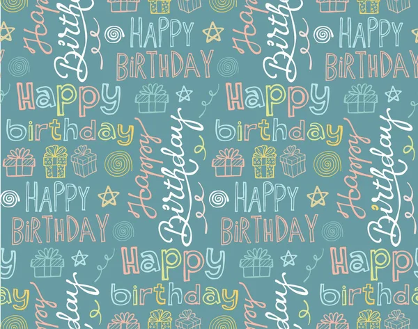 Hand Drawn Doodle Pattern Happy Birthday — Stock Vector