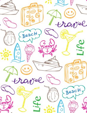 Elle çizilmiş doodle seyahat desen