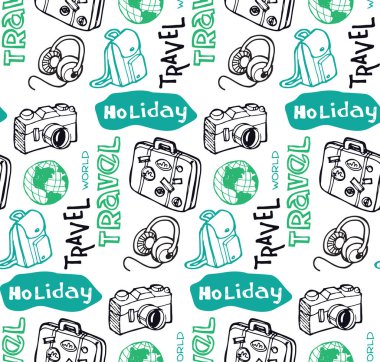 Elle çizilmiş doodle seyahat desen