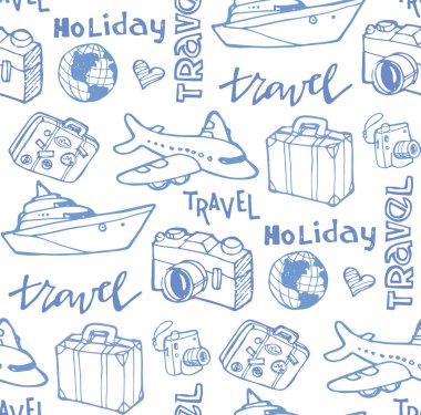 Elle çizilmiş doodle seyahat desen