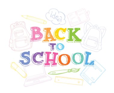 Geri Okulu - çizilmiş doodle seti el