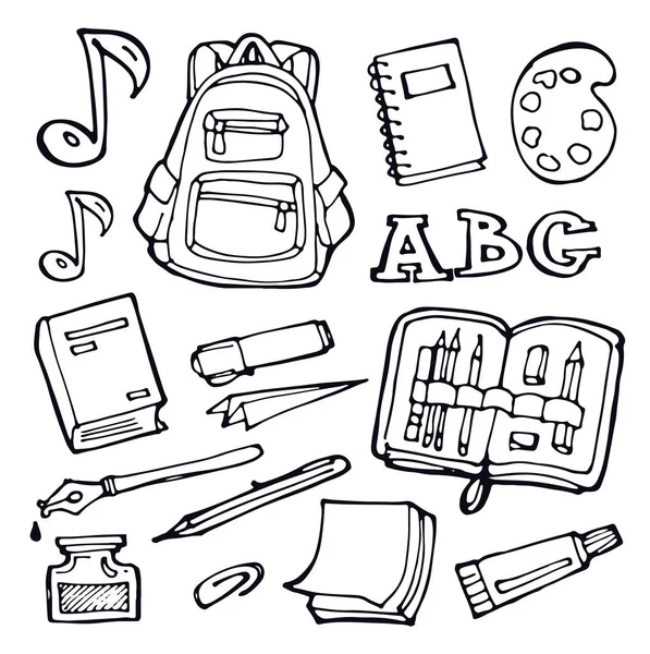 Back School Hand Drawn Doodle Set — Stock Vector