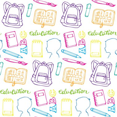 Elle çizilmiş okul desen