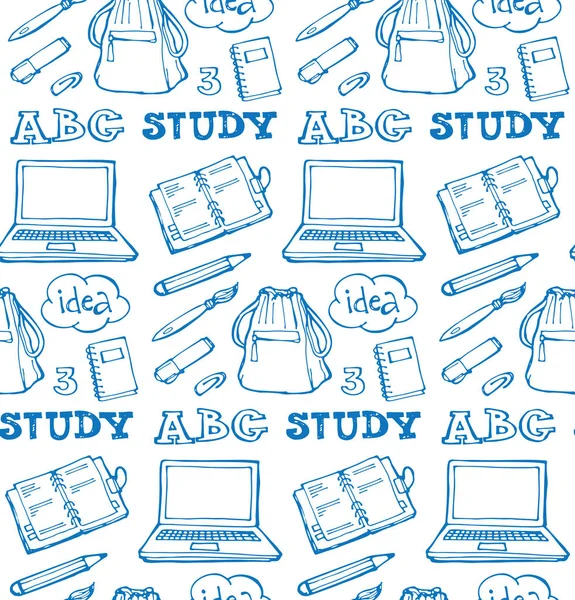 Hand Drawn School Pattern — Stock Vector