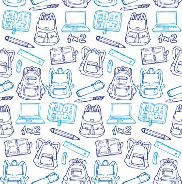 Elle çizilmiş doodle okul desen