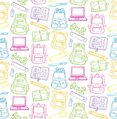 Elle çizilmiş doodle okul desen